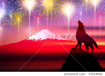 戌 Fuji New Year's card background 33024668