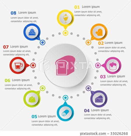 Infographic template with bakery icons Infographic template with bakery icons 33026268