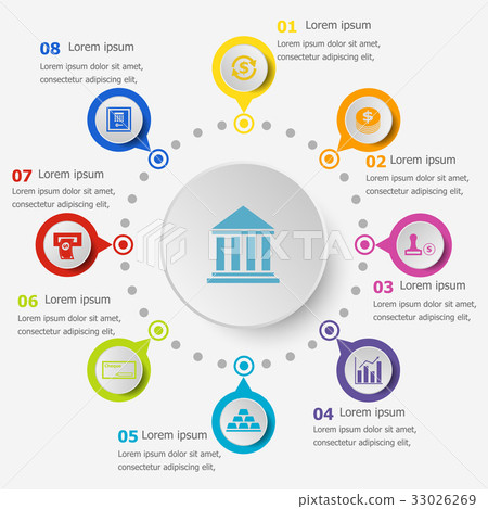 Infographic template with banking icons Infographic template with banking icons 33026269