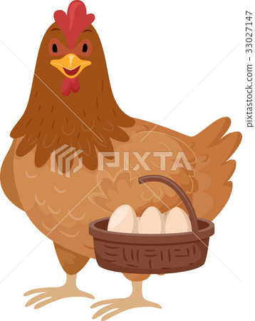 Chicken Hen Mascot Basket Eggs Chicken Hen Mascot Basket Eggs 33027147