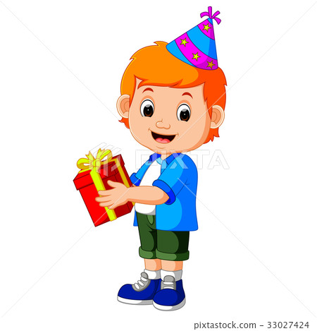 boy holding birthday gifts - Stock Illustration [33027424] - PIXTA