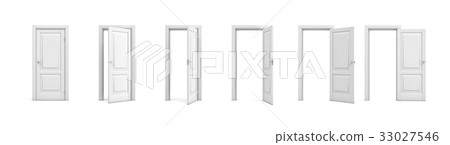 3d rendering set of white wooden doors in 33027546