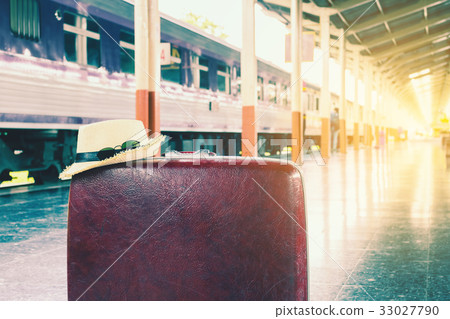 Travel concept with accessories at train station. Travel concept with accessories at train station. 33027790