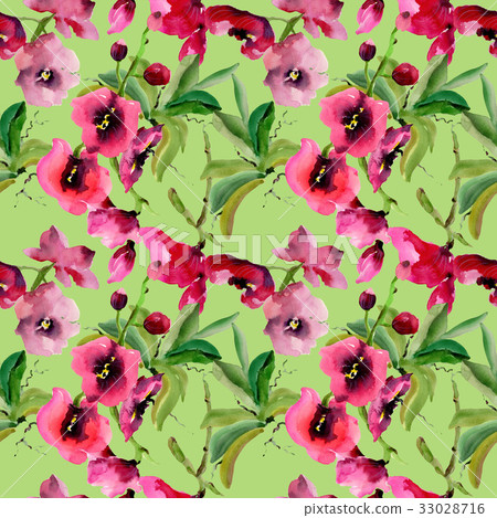 Wildflower orchid flower pattern in a watercolor 33028716