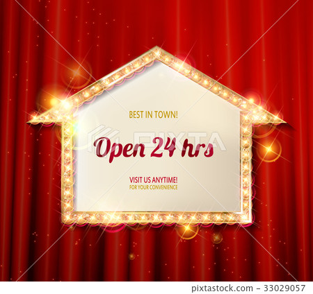 Neon sign set on red background 33029057