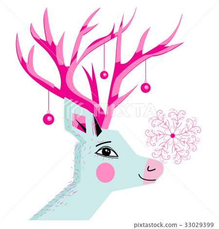New Year card with a portrait of a deer - Stock Illustration [33029399 ...