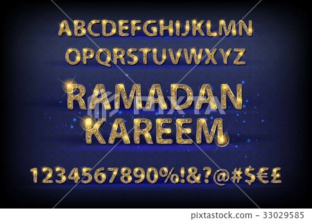Golden letters and figures of the English alphabet Golden letters and figures of the English alphabet 33029585