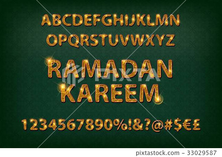 Golden letters and figures of the English alphabet 33029587