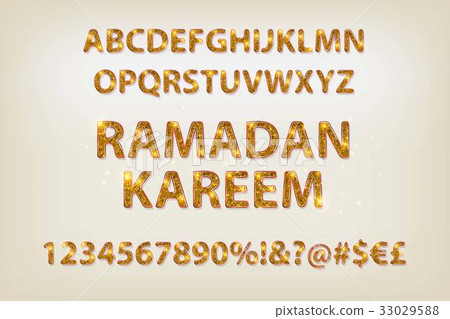 Golden letters and figures of the English alphabet Golden letters and figures of the English alphabet 33029588