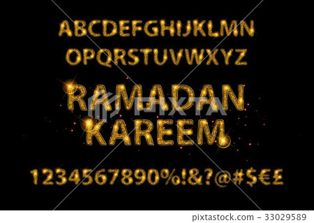 Golden letters and figures of the English alphabet Golden letters and figures of the English alphabet 33029589