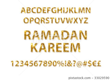 Golden letters and figures of the English alphabet Golden letters and figures of the English alphabet 33029590