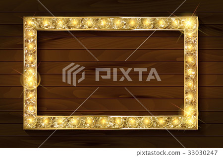 gold frame on a wooden background 33030247