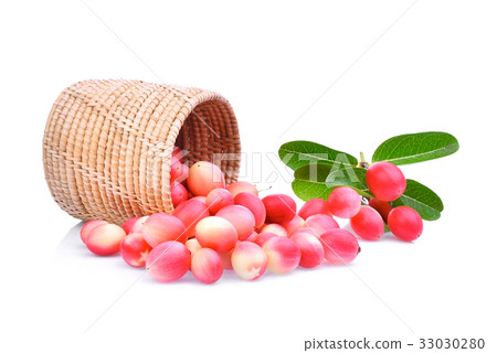 karanda or carunda tropical fruit in wooden basket 33030280