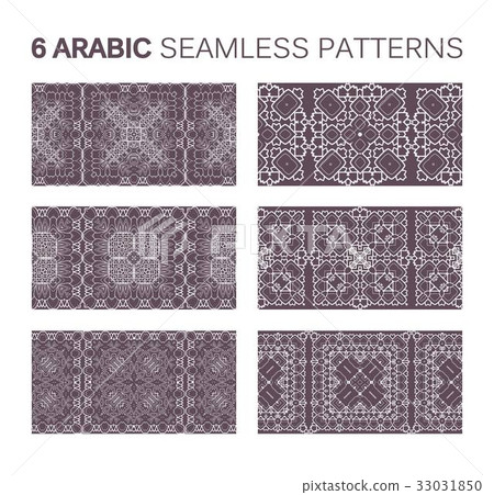 6 Modern line vector traditional arabic pattern - Stock Illustration ...