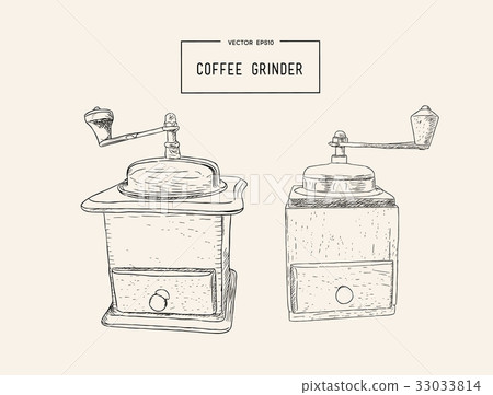 Coffee grinder freehand pencil drawing 33033814