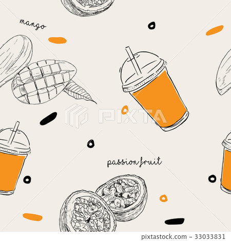 mango and passion fruit smoothie seamless pattern mango and passion fruit smoothie seamless pattern 33033831