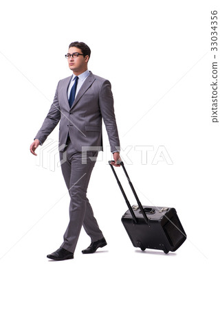 Young man during business travel isolated on white Young man during business travel isolated on white 33034356