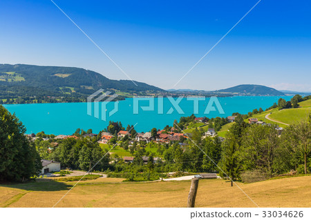 Beautiful landscape at lake Attersee in Steinbach, Beautiful landscape at lake Attersee in Steinbach, 33034626