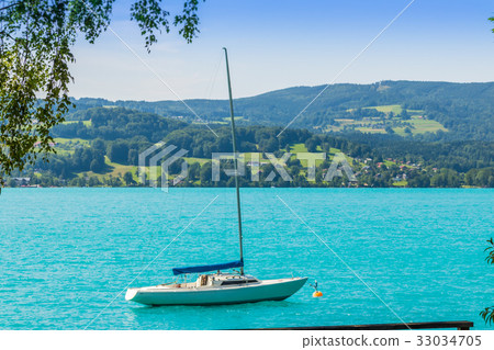 Sailing boat on lake Attersee, upper Austria,  33034705