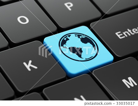 Learning concept: Globe on computer keyboard 33035017