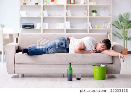 Man suffering from sick stomach and vomiting Man suffering from sick stomach and vomiting 33035118