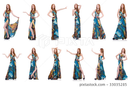 Model in nice dress isolated on white 33035285