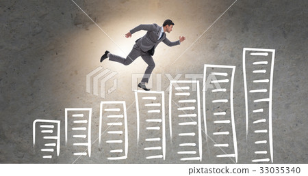 Businessman in career progress concept 33035340