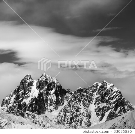 Black and white view on Mounts Ushba and Chatyn Black and white view on Mounts Ushba and Chatyn 33035880