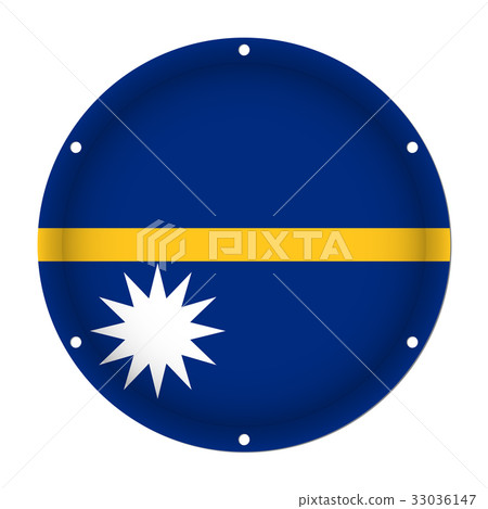 round metallic flag of Nauru with screw holes 33036147
