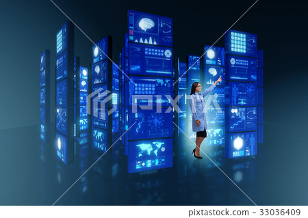 Doctor in telemedicine concept pressing buttons 33036409