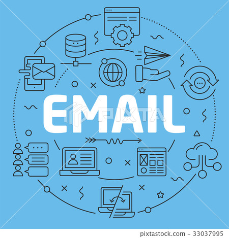 Blue Line Flat Circle illustration email 33037995
