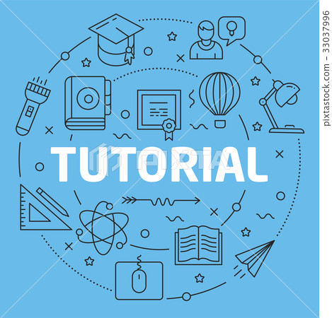 Blue Line Flat Circle illustration tutorial Blue Line Flat Circle illustration tutorial 33037996