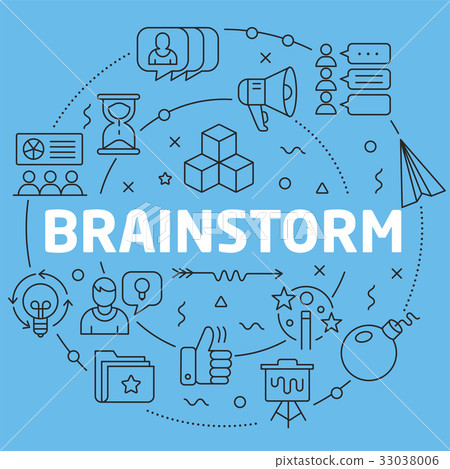 Blue Line Flat Circle illustration brainstorm - Stock Illustration ...