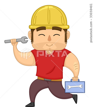 Man Construction Worker Tool Box 33038481