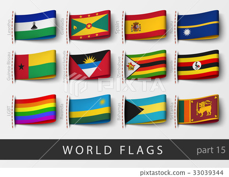 Vector set of flag labels Vector set of flag labels 33039344