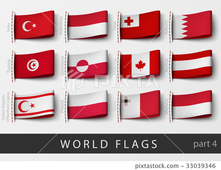 set of flag labels of all countries - Stock Illustration [33039346] - PIXTA