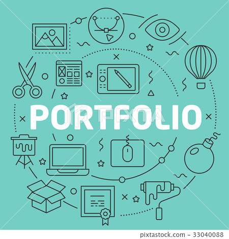 Green Line Flat Circle illustration portfolio - Stock Illustration ...