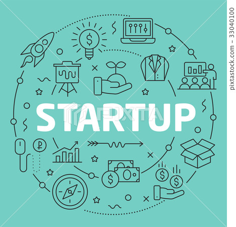 Green Line Flat Circle illustration startup - Stock Illustration ...