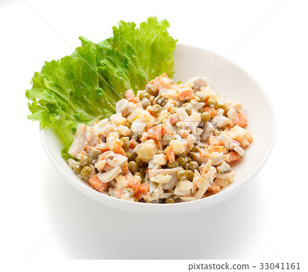 Russian salad Olivier isolated on white background Russian salad Olivier isolated on white background 33041161