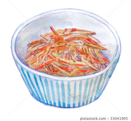 水彩例證食物kinpira 33041905