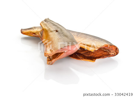 Smoked fish isolated on white background Smoked fish isolated on white background 33042419