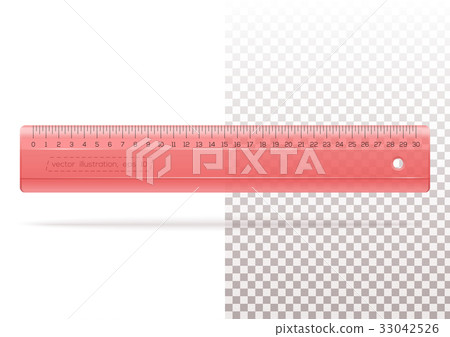 Transparent plastic red ruler for school or office 33042526