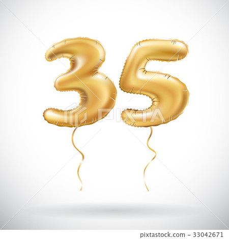 Golden number 35 thirty five metallic balloon 33042671