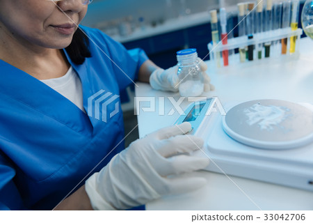 Close up of modern electronic scales 33042706