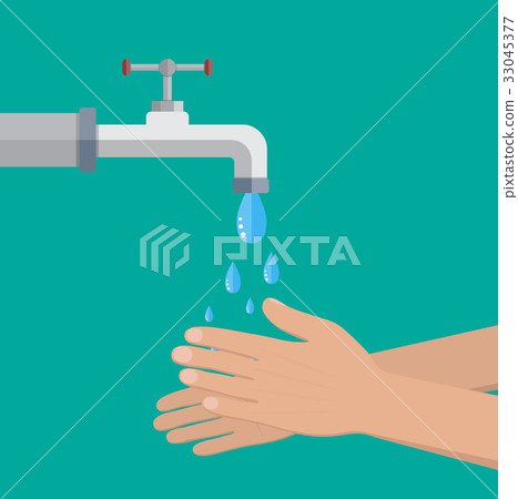 Hands under falling water out of tap 33045377