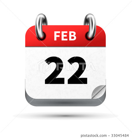 realistic icon of calendar with 22 february date 33045484