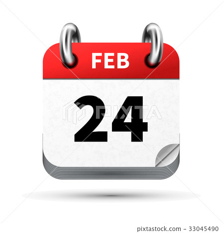realistic icon of calendar with 24 february date - Stock Illustration ...