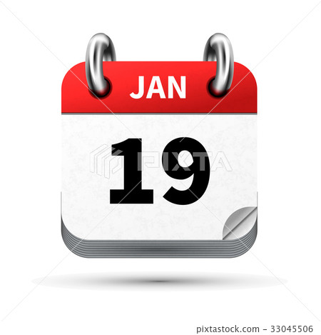 realistic icon of calendar with 19 january date realistic icon of calendar with 19 january date 33045506
