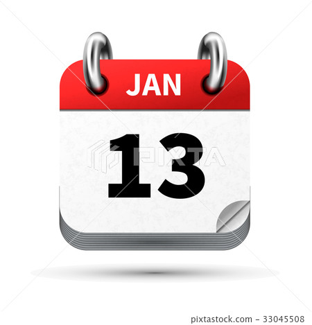realistic icon of calendar with 13 january date 33045508