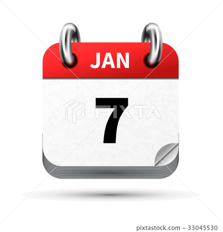 realistic icon of calendar with 7 january date 33045530